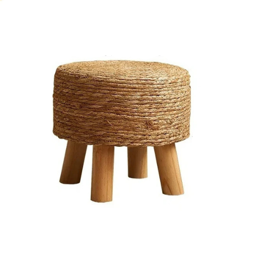 Pouf en Osier sur Pieds en Bois | OLIO – Plusieurs Coloris au Choix