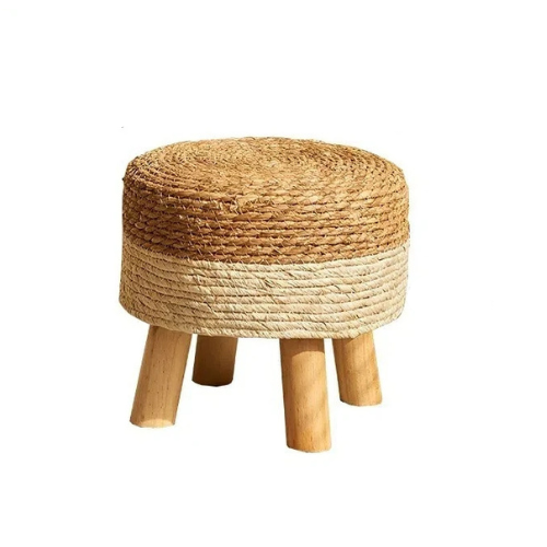 Pouf en Osier sur Pieds en Bois | OLIO – Plusieurs Coloris au Choix