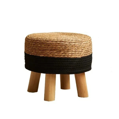 Pouf en Osier sur Pieds en Bois | OLIO – Plusieurs Coloris au Choix