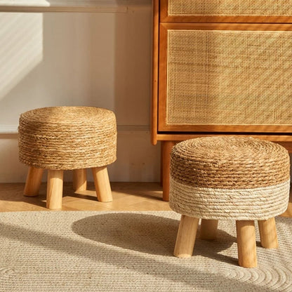 Pouf en Osier sur Pieds en Bois | OLIO – Plusieurs Coloris au Choix
