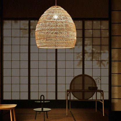 Suspension Artisanale en Osier | LUMINA – Design Loft & Café