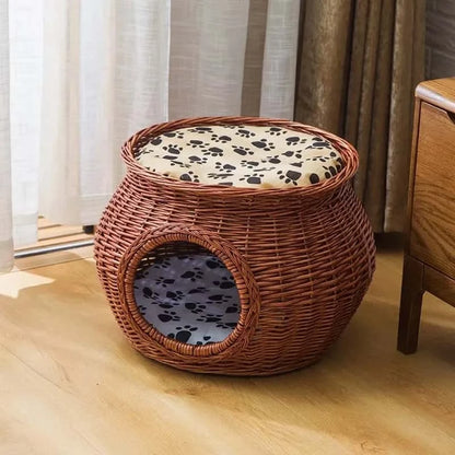 Panier Igloo en Osier pour Chat | NOVA