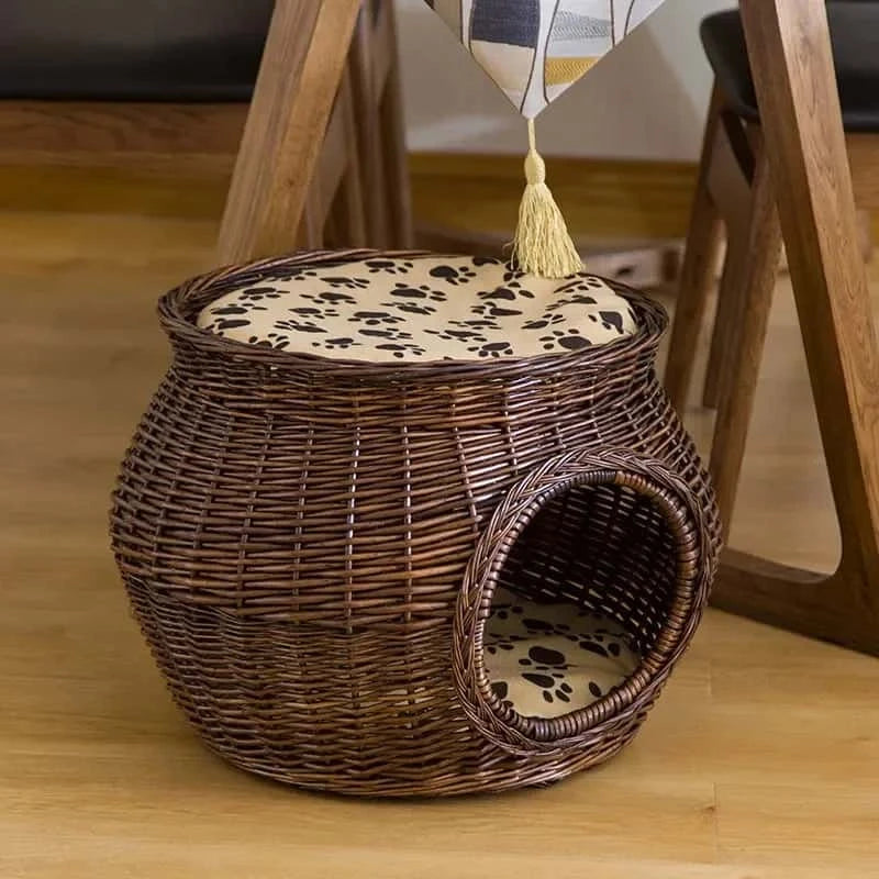 Panier Igloo en Osier pour Chat | NOVA