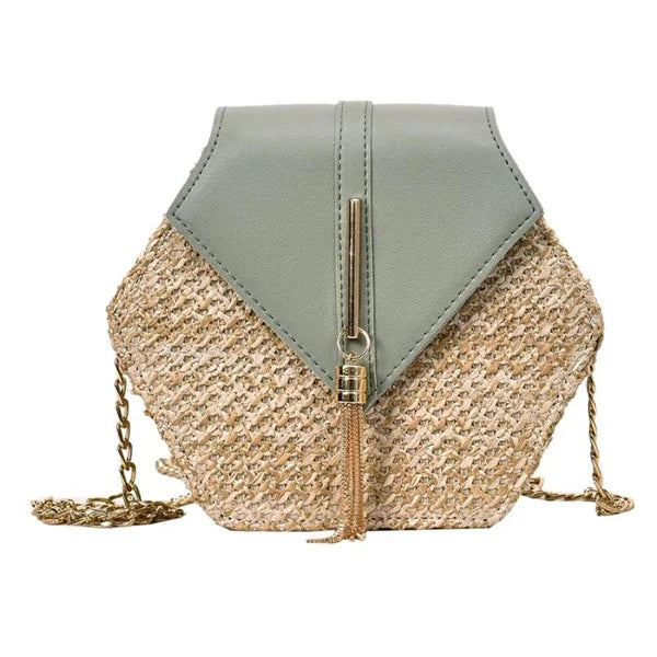 Sac Hexagonal en Raphia & Cuir | EXAGONA
