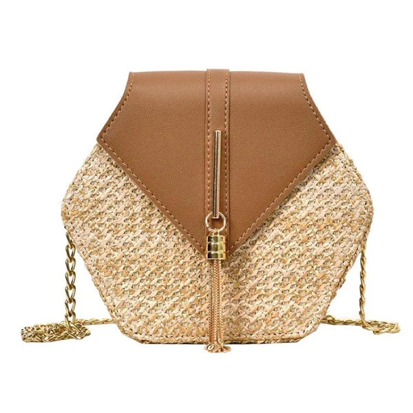 Sac Hexagonal en Raphia & Cuir | EXAGONA