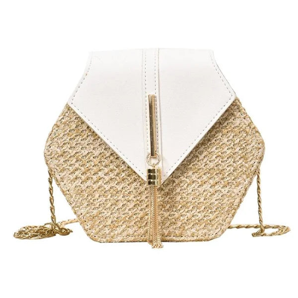 Sac Hexagonal en Raphia & Cuir | EXAGONA