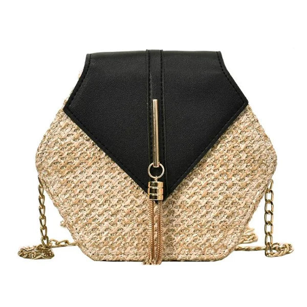 Sac Hexagonal en Raphia & Cuir | EXAGONA