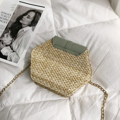 Sac Hexagonal en Raphia & Cuir | EXAGONA