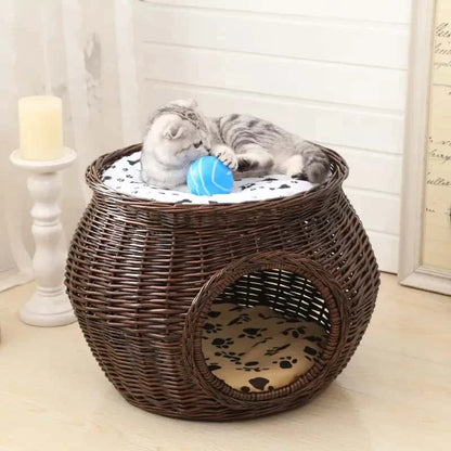 Panier Igloo en Osier pour Chat | NOVA