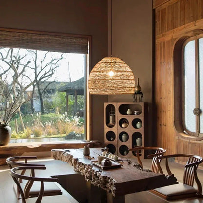 Suspension Artisanale en Osier | LUMINA – Design Loft & Café