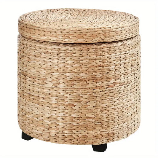 Tabouret avec Rangement en Osier Kaki | FUB