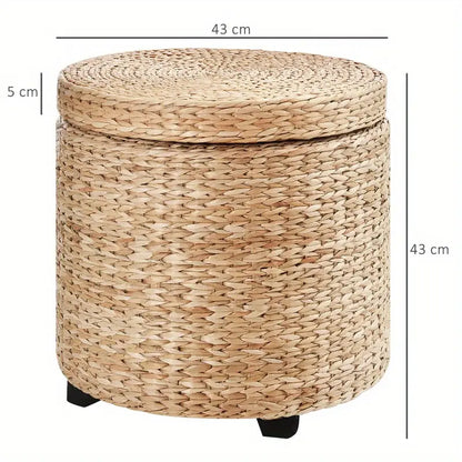 Tabouret avec Rangement en Osier Kaki | FUB