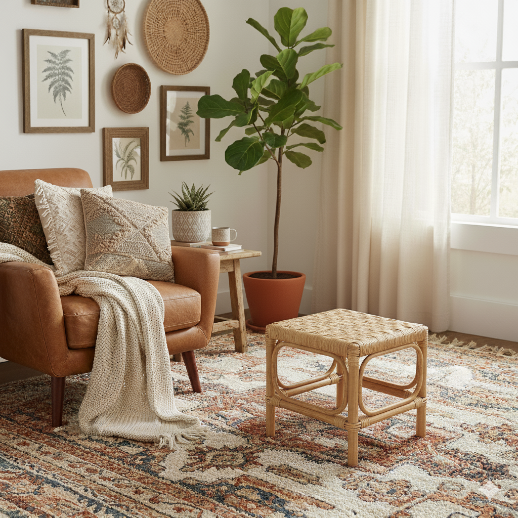 Tabouret en Osier Artisan | BILAMO